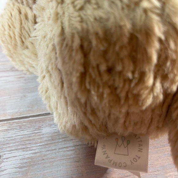 Manhattan Toy Co REX Puppy Dog Plush 15" Brown Ribbed Stuffed Animal Eye Patch - Picture 4 of 5